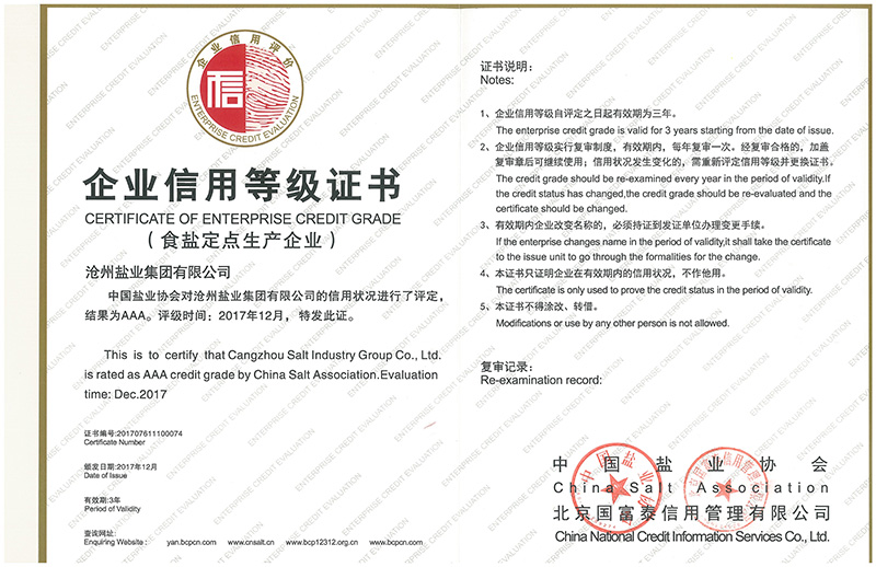 企業(yè)信用等級證書